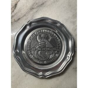 Vintage Davidson College NC Pewter Plate Wilton Made In USA RWP 7” Diameter